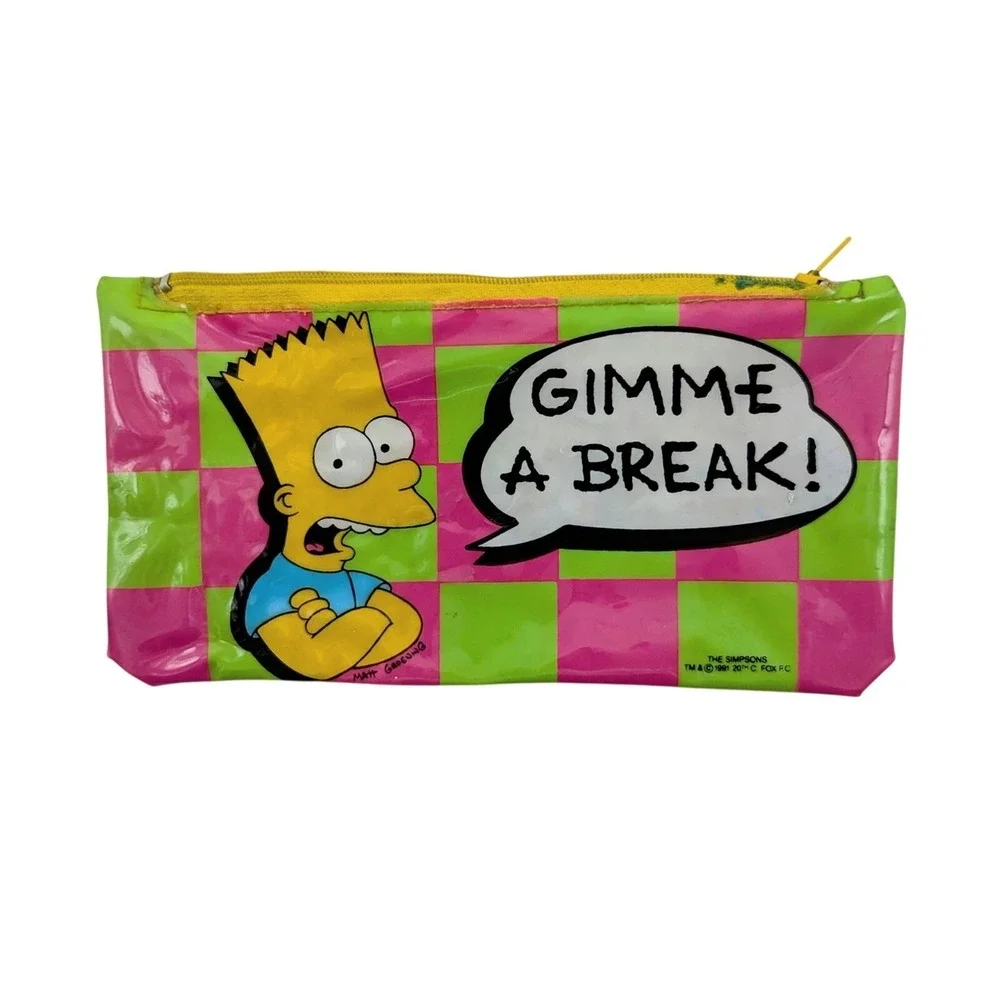 1991 The Simpsons Bart Simpsons Gimme A Break Vinyl Pencil Case Stationary Case